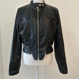 Forever 21 Faux Black Leather Jacket - XL
